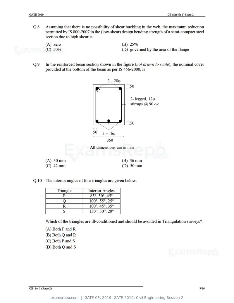 GATE CE 2019 question paper, GATE 2019, Civil Engineering Session 2, page 7 of 49