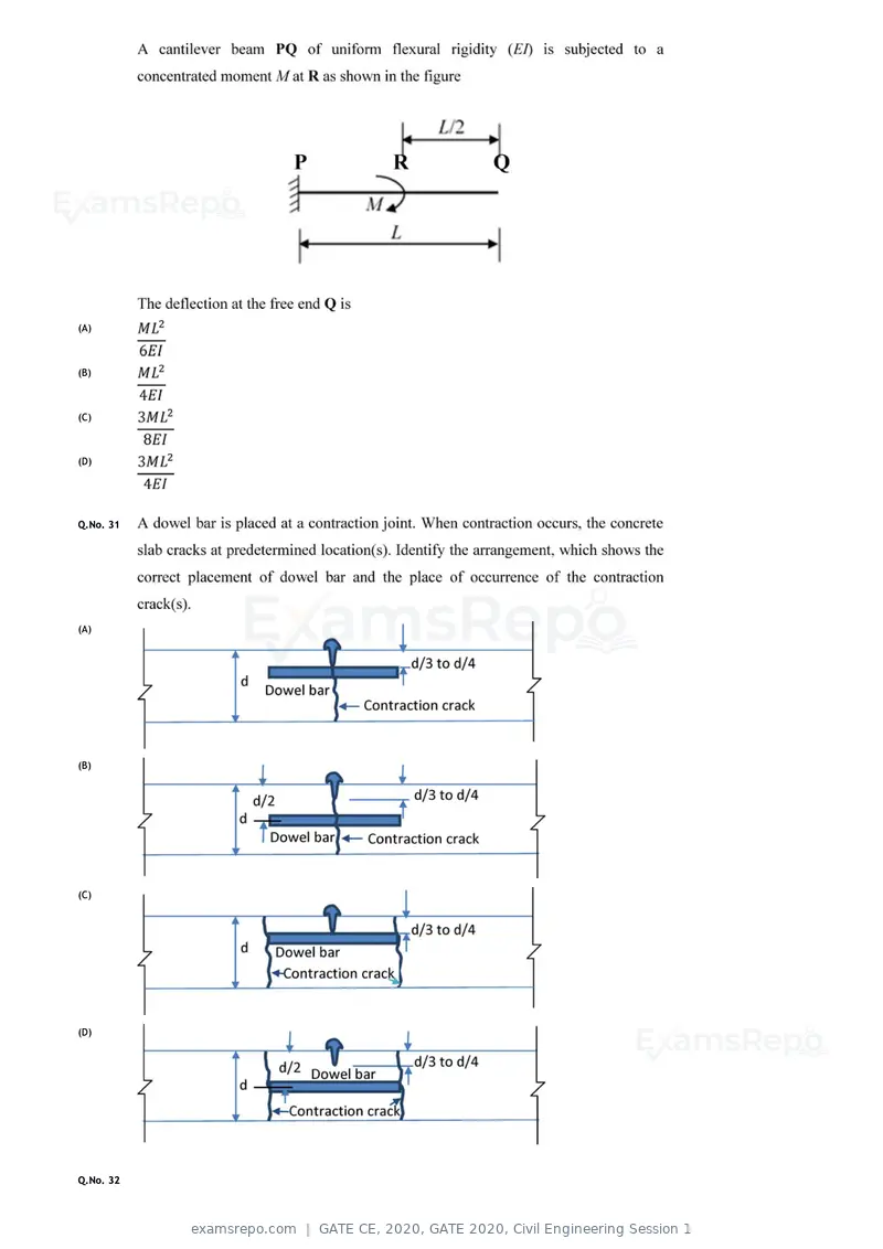 GATE CE 2020 question paper, GATE 2020, Civil Engineering Session 1, page 10 of 40