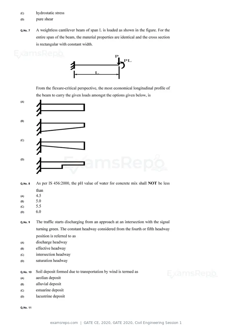 GATE CE 2020 question paper, GATE 2020, Civil Engineering Session 1, page 26 of 40