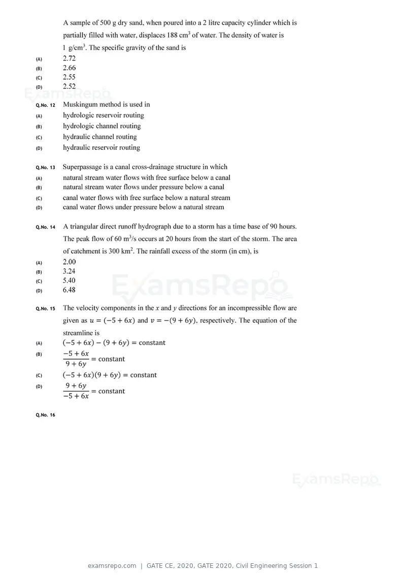 GATE CE 2020 question paper, GATE 2020, Civil Engineering Session 1, page 27 of 40