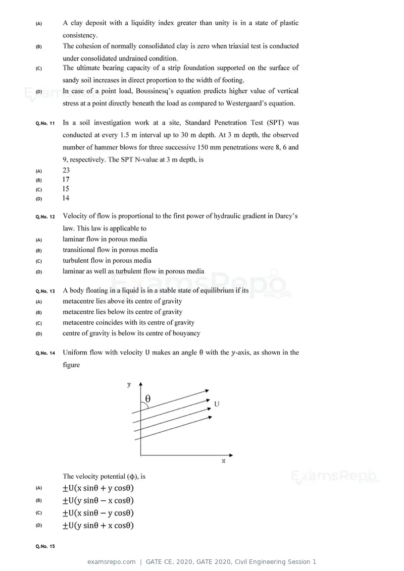 GATE CE 2020 question paper, GATE 2020, Civil Engineering Session 1, page 6 of 40