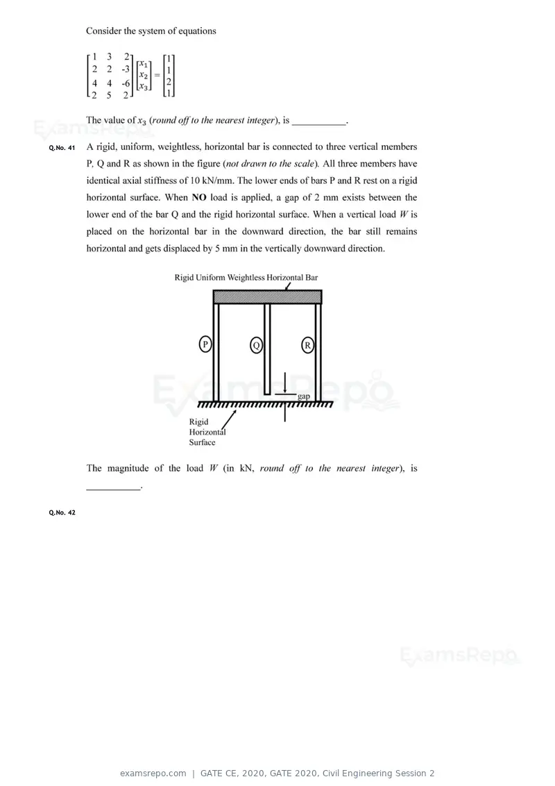 GATE CE 2020 question paper, GATE 2020, Civil Engineering Session 2, page 14 of 40