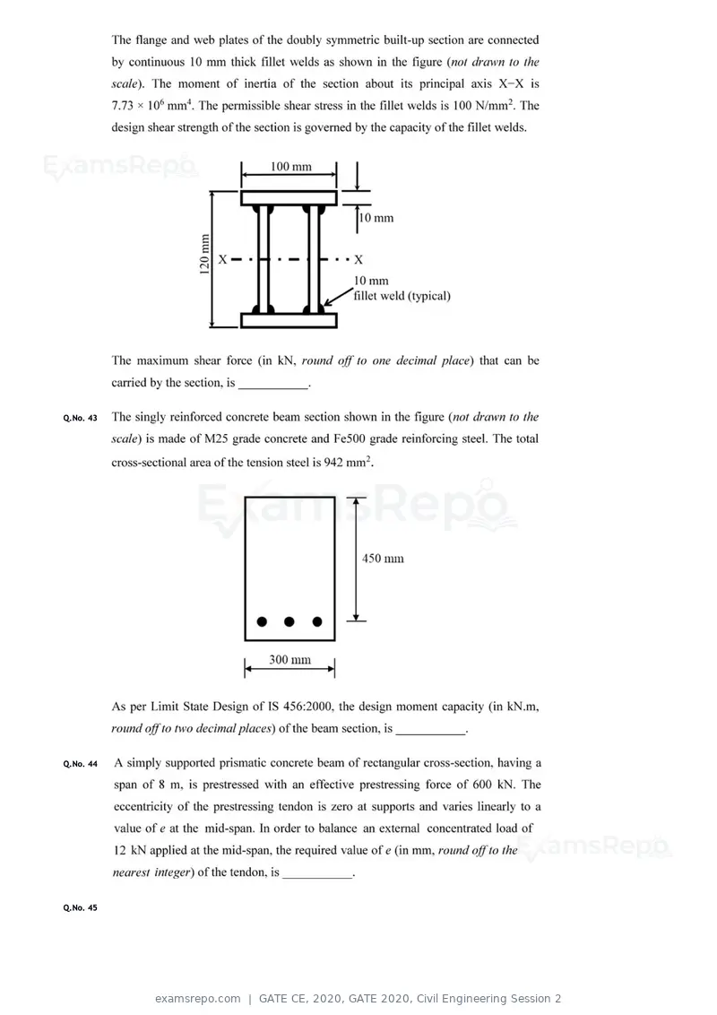 GATE CE 2020 question paper, GATE 2020, Civil Engineering Session 2, page 15 of 40