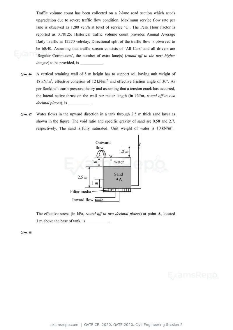 GATE CE 2020 question paper, GATE 2020, Civil Engineering Session 2, page 16 of 40