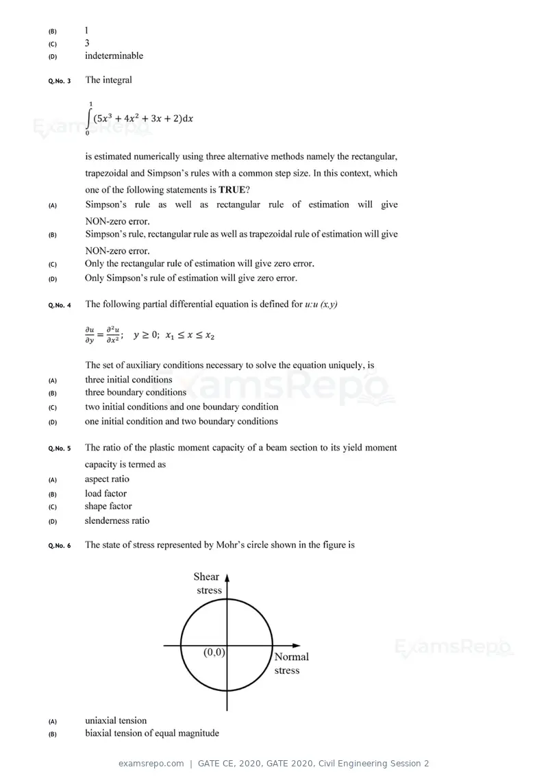 GATE CE 2020 question paper, GATE 2020, Civil Engineering Session 2, page 25 of 40
