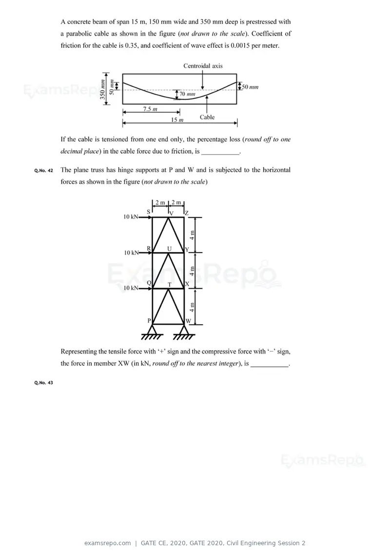 GATE CE 2020 question paper, GATE 2020, Civil Engineering Session 2, page 35 of 40