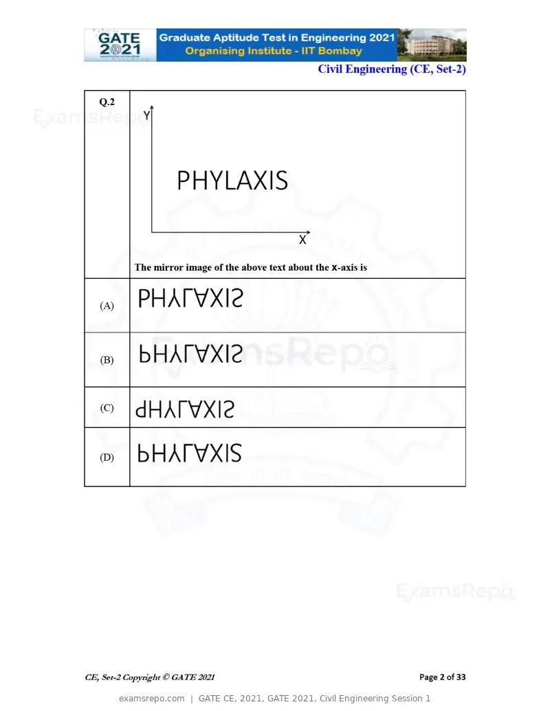 GATE CE 2021 question paper, GATE 2021, Civil Engineering Session 1, page 43 of 77