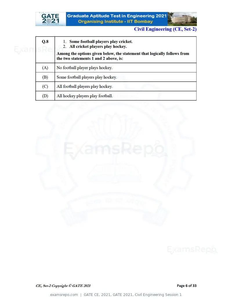 GATE CE 2021 question paper, GATE 2021, Civil Engineering Session 1, page 47 of 77