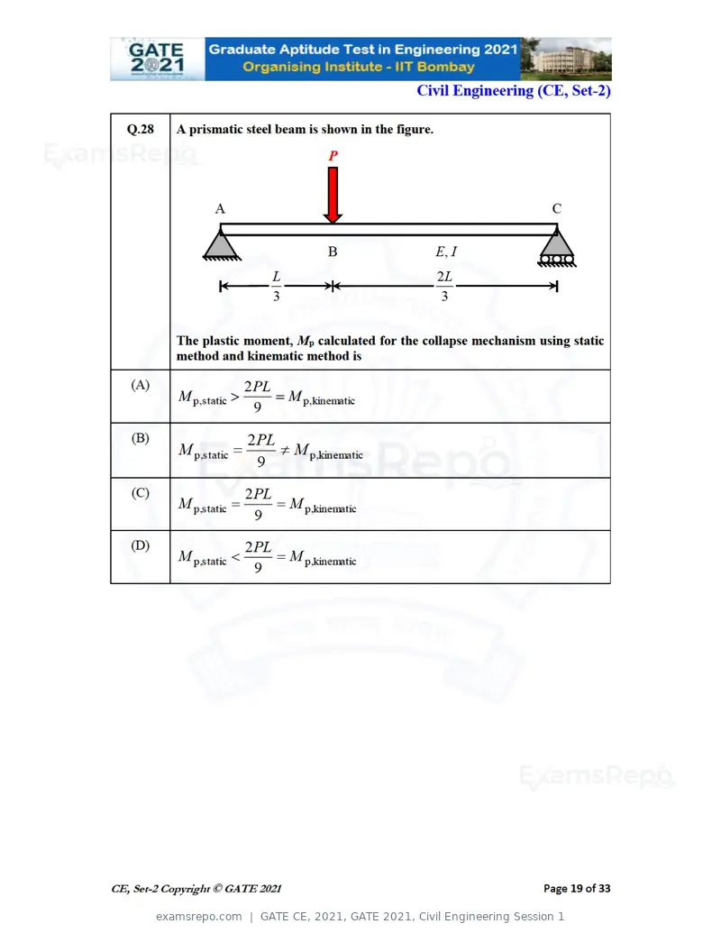GATE CE 2021 question paper, GATE 2021, Civil Engineering Session 1, page 60 of 77