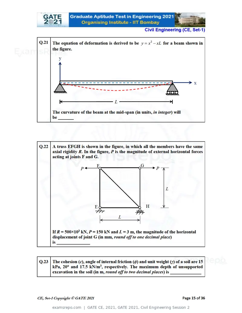GATE CE 2021 question paper, GATE 2021, Civil Engineering Session 2, page 16 of 77