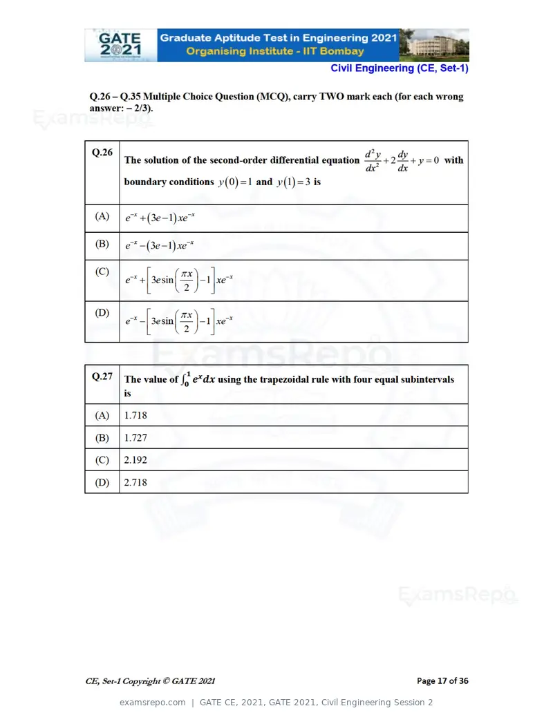 GATE CE 2021 question paper, GATE 2021, Civil Engineering Session 2, page 18 of 77