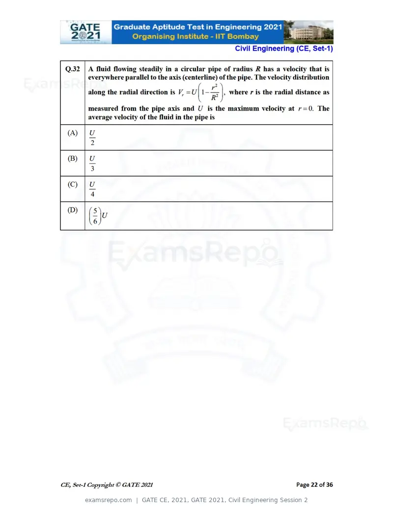 GATE CE 2021 question paper, GATE 2021, Civil Engineering Session 2, page 23 of 77