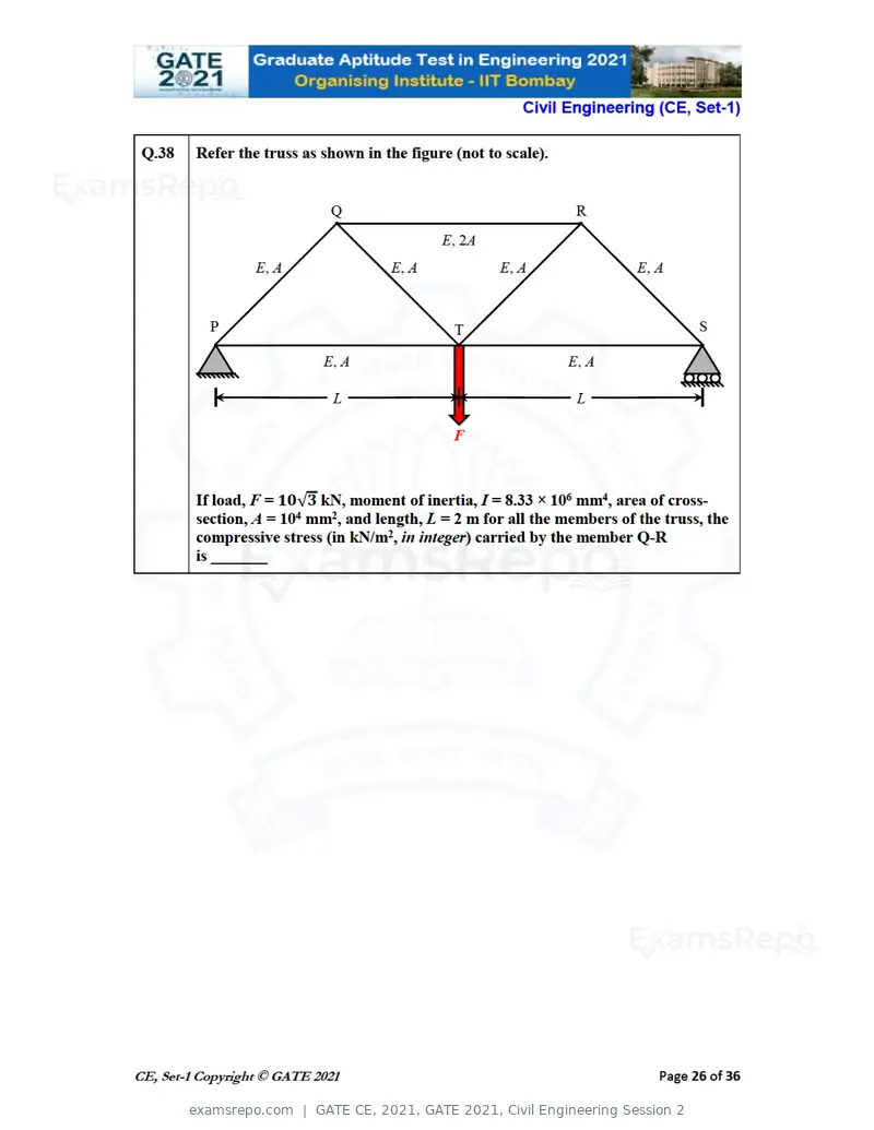 GATE CE 2021 question paper, GATE 2021, Civil Engineering Session 2, page 27 of 77