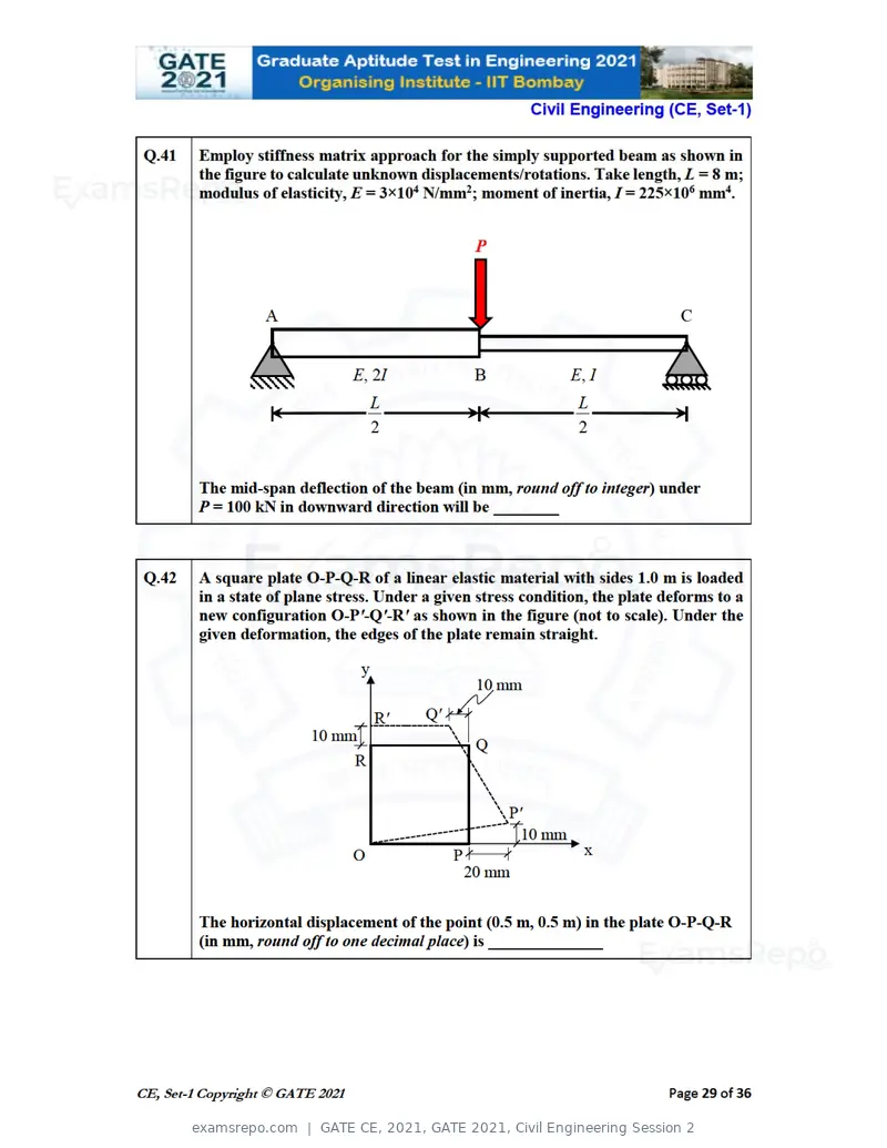 GATE CE 2021 question paper, GATE 2021, Civil Engineering Session 2, page 30 of 77