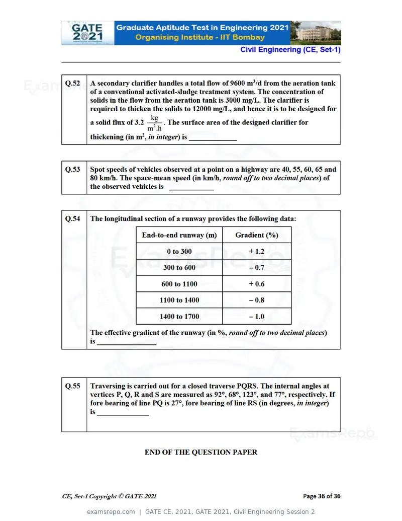 GATE CE 2021 question paper, GATE 2021, Civil Engineering Session 2, page 37 of 77