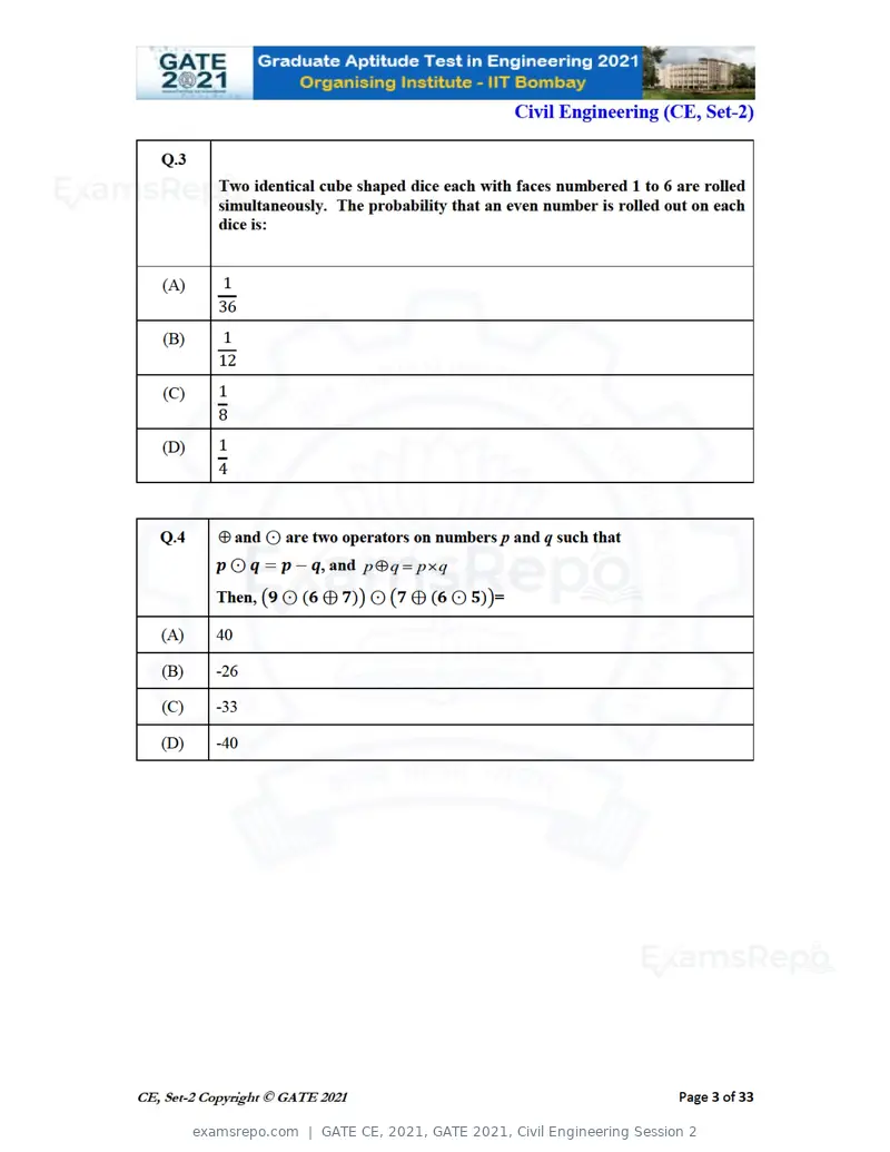 GATE CE 2021 question paper, GATE 2021, Civil Engineering Session 2, page 44 of 77