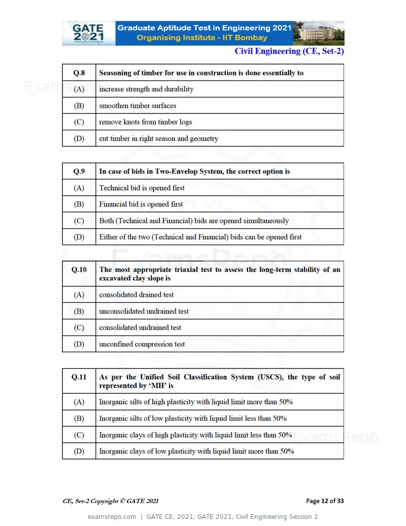 GATE CE 2021 question paper, GATE 2021, Civil Engineering Session 2, page 53 of 77