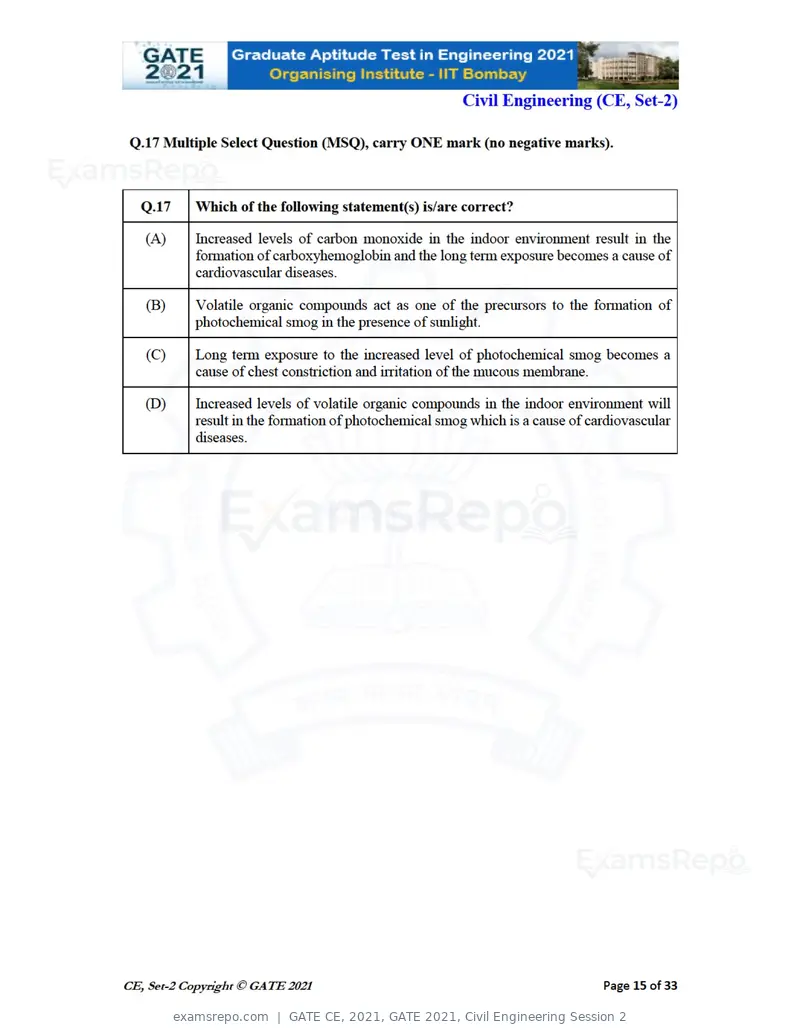 GATE CE 2021 question paper, GATE 2021, Civil Engineering Session 2, page 56 of 77