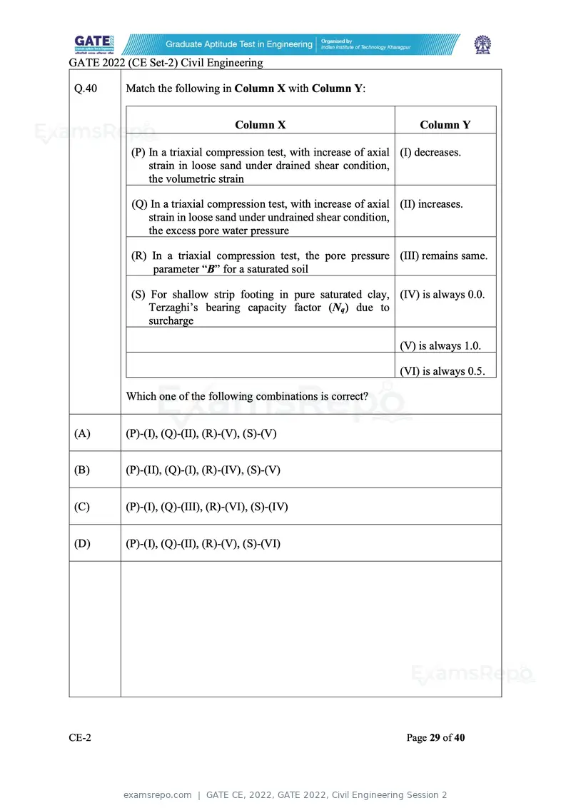 GATE CE 2022 question paper, GATE 2022, Civil Engineering Session 2, page 75 of 88