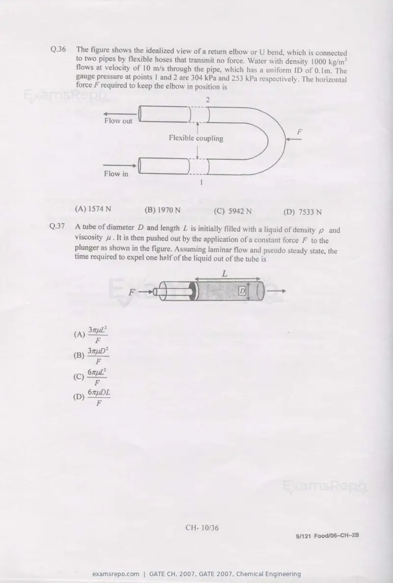 GATE CH 2007 question paper, GATE 2007, Chemical Engineering, page 10 of 31