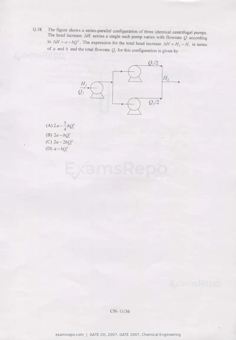 GATE CH 2007 question paper, GATE 2007, Chemical Engineering, page 11 of 31