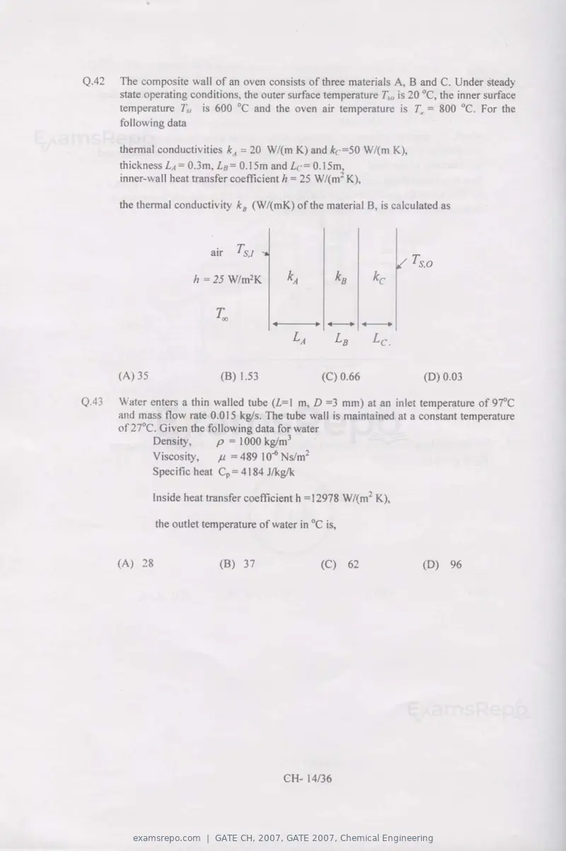 GATE CH 2007 question paper, GATE 2007, Chemical Engineering, page 14 of 31