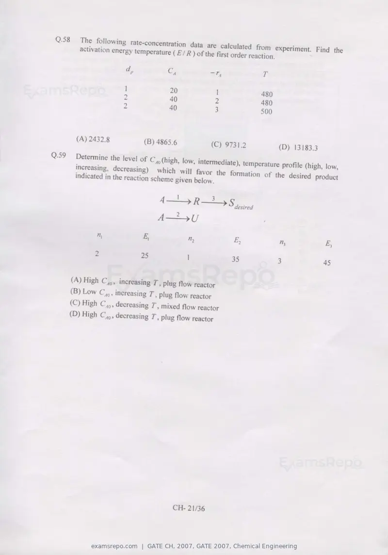 GATE CH 2007 question paper, GATE 2007, Chemical Engineering, page 21 of 31