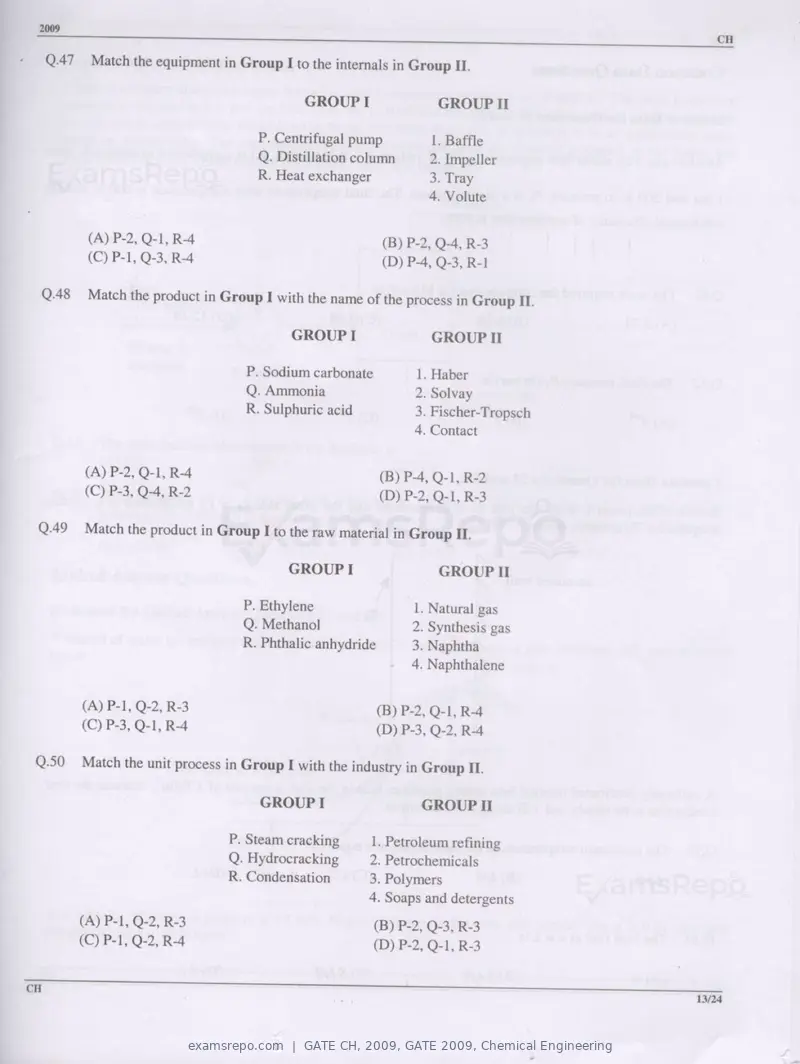 GATE CH 2009 question paper, GATE 2009, Chemical Engineering, page 13 of 16