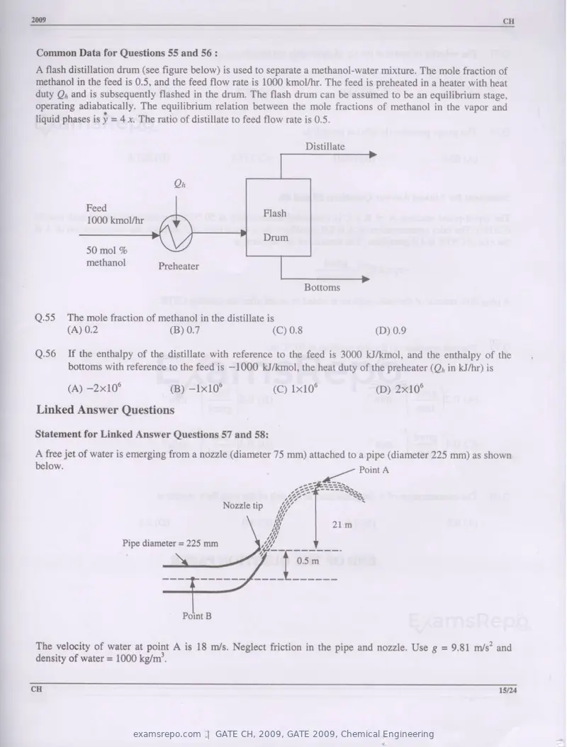 GATE CH 2009 question paper, GATE 2009, Chemical Engineering, page 15 of 16