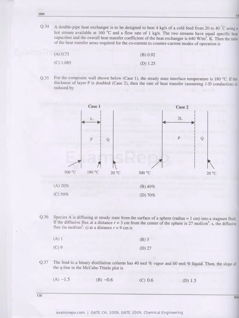 GATE CH 2009 question paper, GATE 2009, Chemical Engineering, page 8 of 16