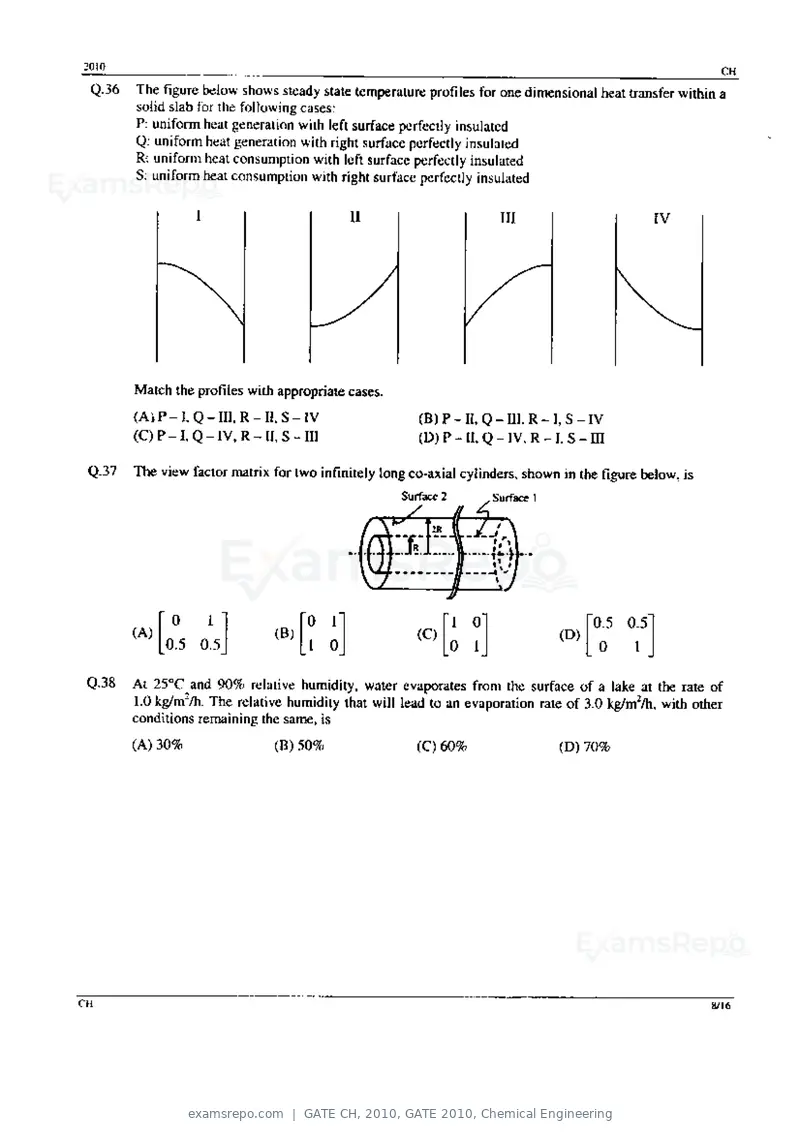 GATE CH 2010 question paper, GATE 2010, Chemical Engineering, page 8 of 16