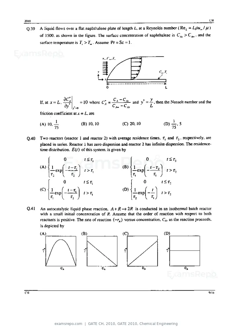 GATE CH 2010 question paper, GATE 2010, Chemical Engineering, page 9 of 16
