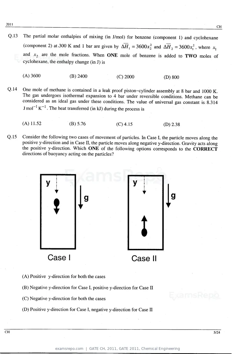 GATE CH 2011 question paper, GATE 2011, Chemical Engineering, page 5 of 20