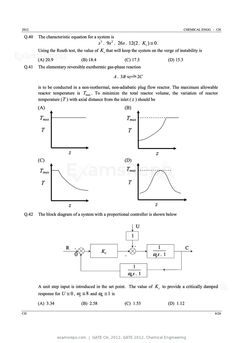 GATE CH 2012 question paper, GATE 2012, Chemical Engineering, page 9 of 21