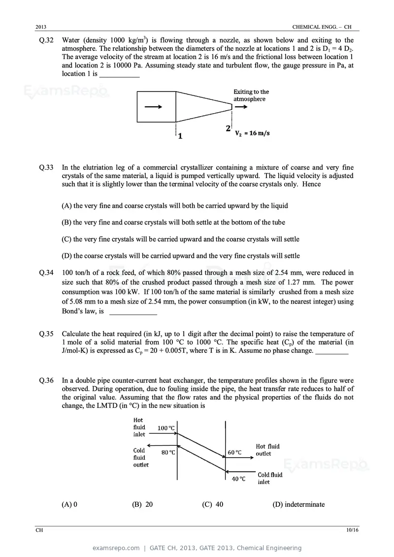 GATE CH 2013 question paper, GATE 2013, Chemical Engineering, page 10 of 16