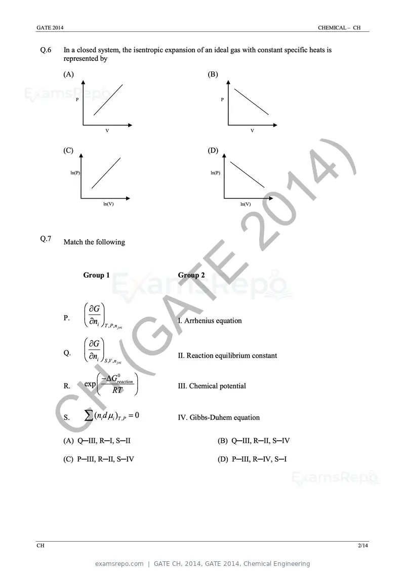 GATE CH 2014 question paper, GATE 2014, Chemical Engineering, page 8 of 21