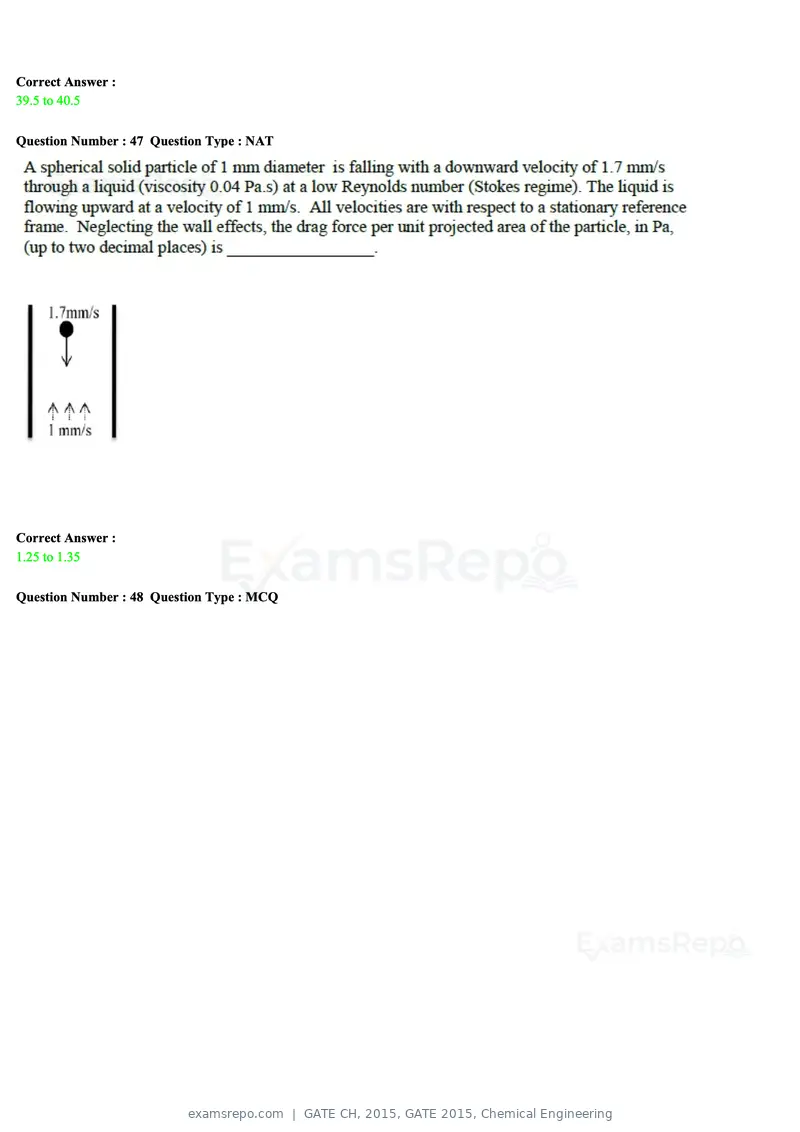 GATE CH 2015 question paper, GATE 2015, Chemical Engineering, page 17 of 27