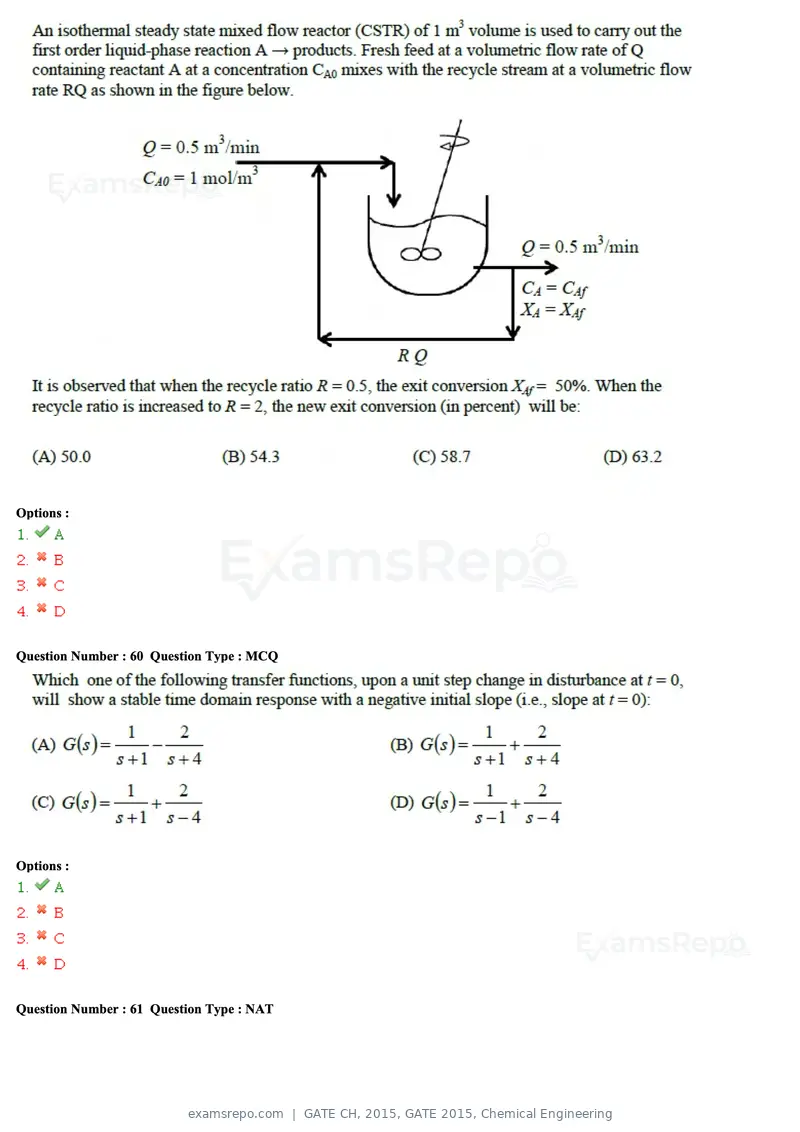GATE CH 2015 question paper, GATE 2015, Chemical Engineering, page 25 of 27