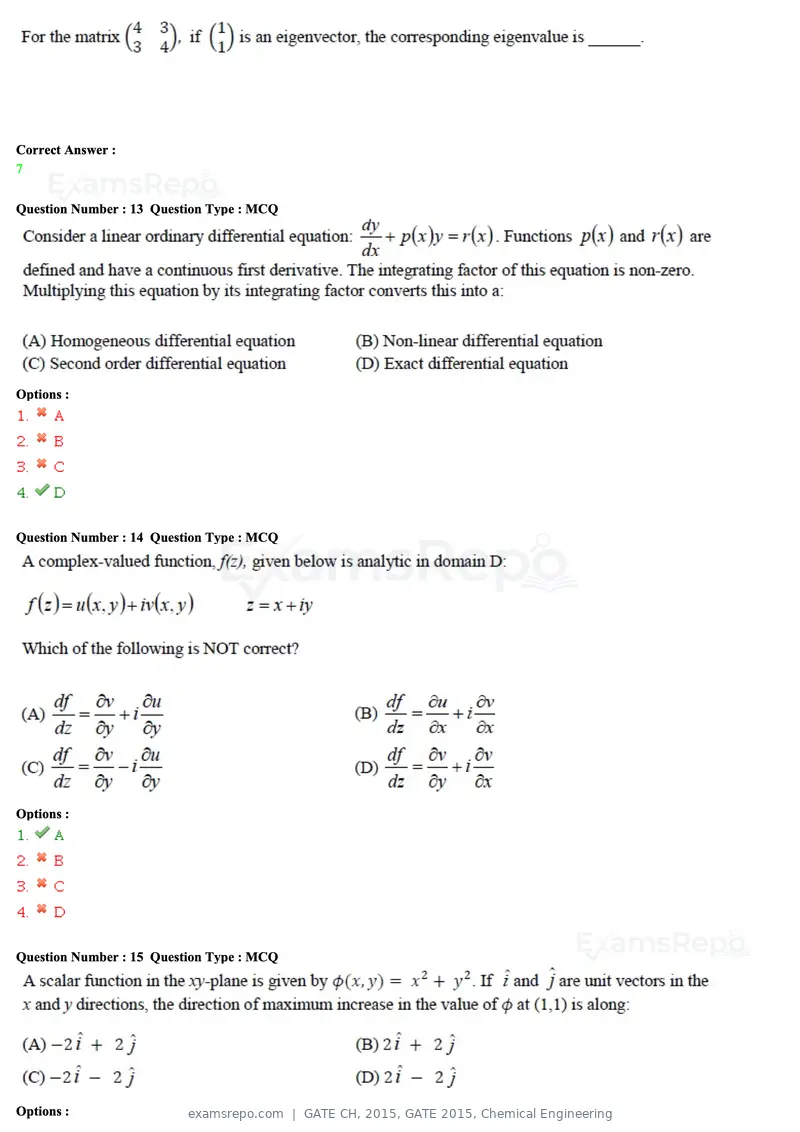 GATE CH 2015 question paper, GATE 2015, Chemical Engineering, page 5 of 27