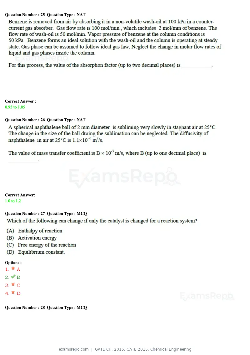 GATE CH 2015 question paper, GATE 2015, Chemical Engineering, page 9 of 27