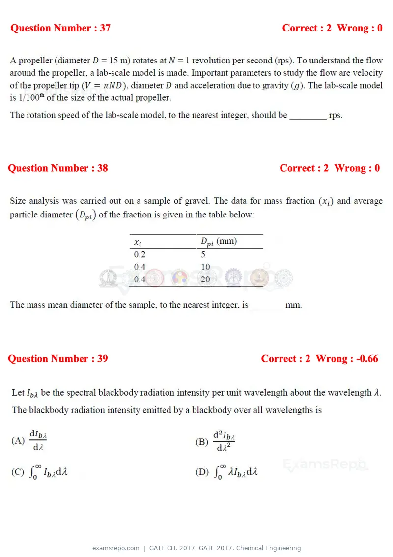 GATE CH 2017 question paper, GATE 2017, Chemical Engineering, page 13 of 24