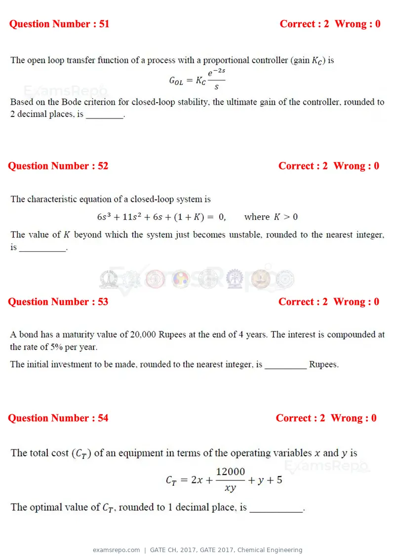 GATE CH 2017 question paper, GATE 2017, Chemical Engineering, page 18 of 24