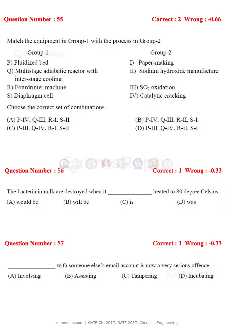 GATE CH 2017 question paper, GATE 2017, Chemical Engineering, page 19 of 24