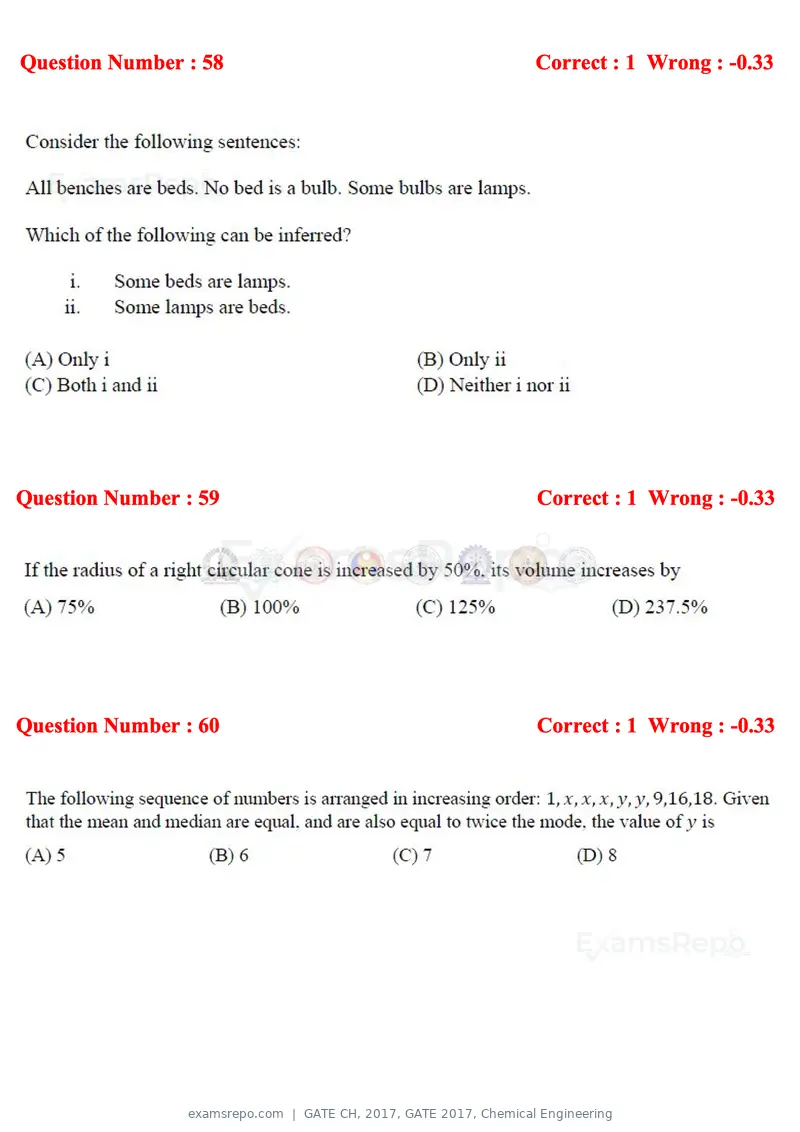 GATE CH 2017 question paper, GATE 2017, Chemical Engineering, page 20 of 24