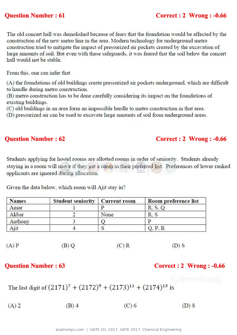 GATE CH 2017 question paper, GATE 2017, Chemical Engineering, page 21 of 24