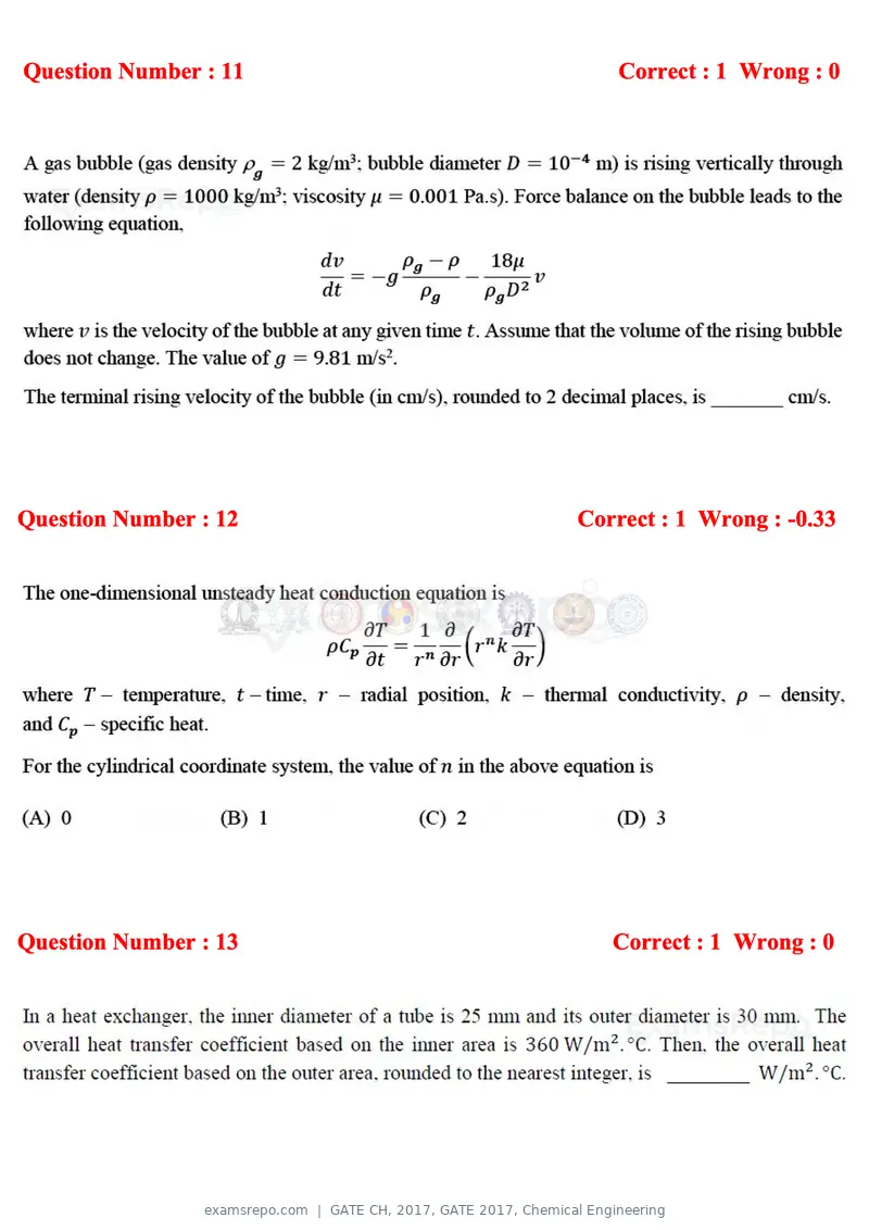 GATE CH 2017 question paper, GATE 2017, Chemical Engineering, page 5 of 24
