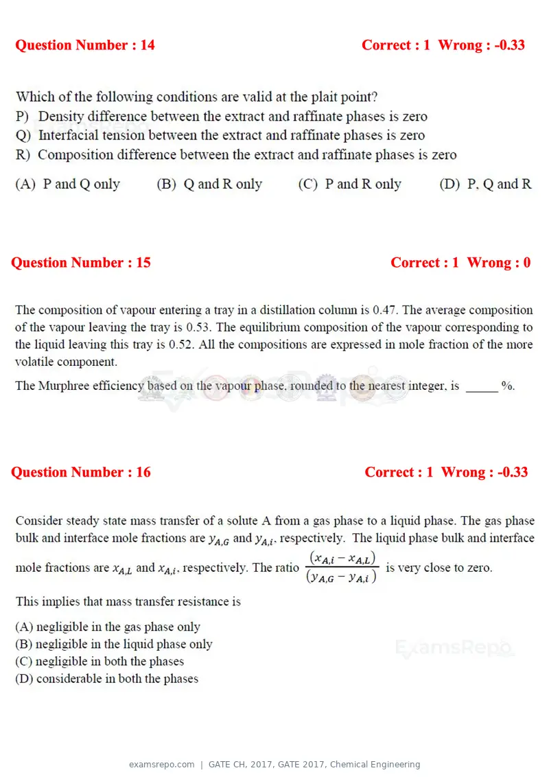 GATE CH 2017 question paper, GATE 2017, Chemical Engineering, page 6 of 24
