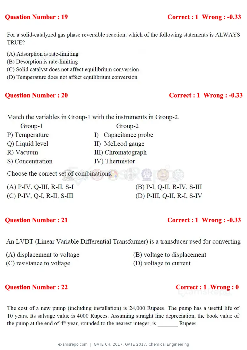 GATE CH 2017 question paper, GATE 2017, Chemical Engineering, page 8 of 24