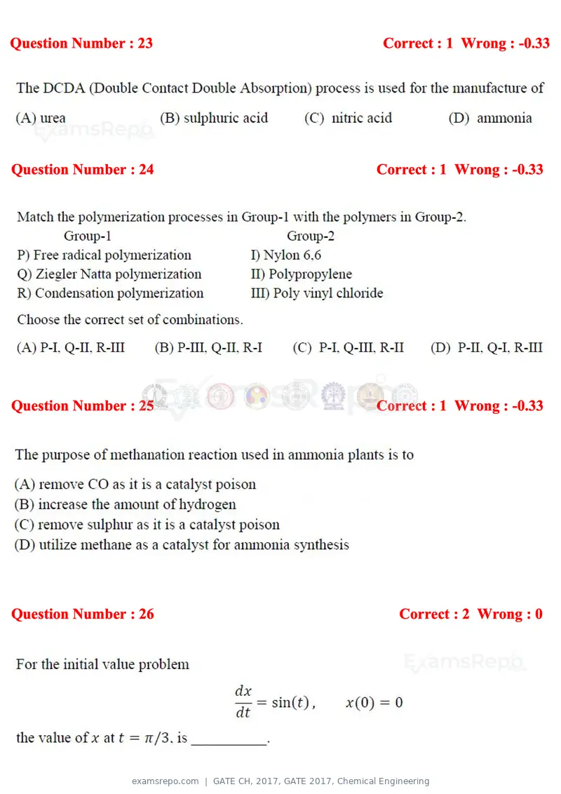 GATE CH 2017 question paper, GATE 2017, Chemical Engineering, page 9 of 24