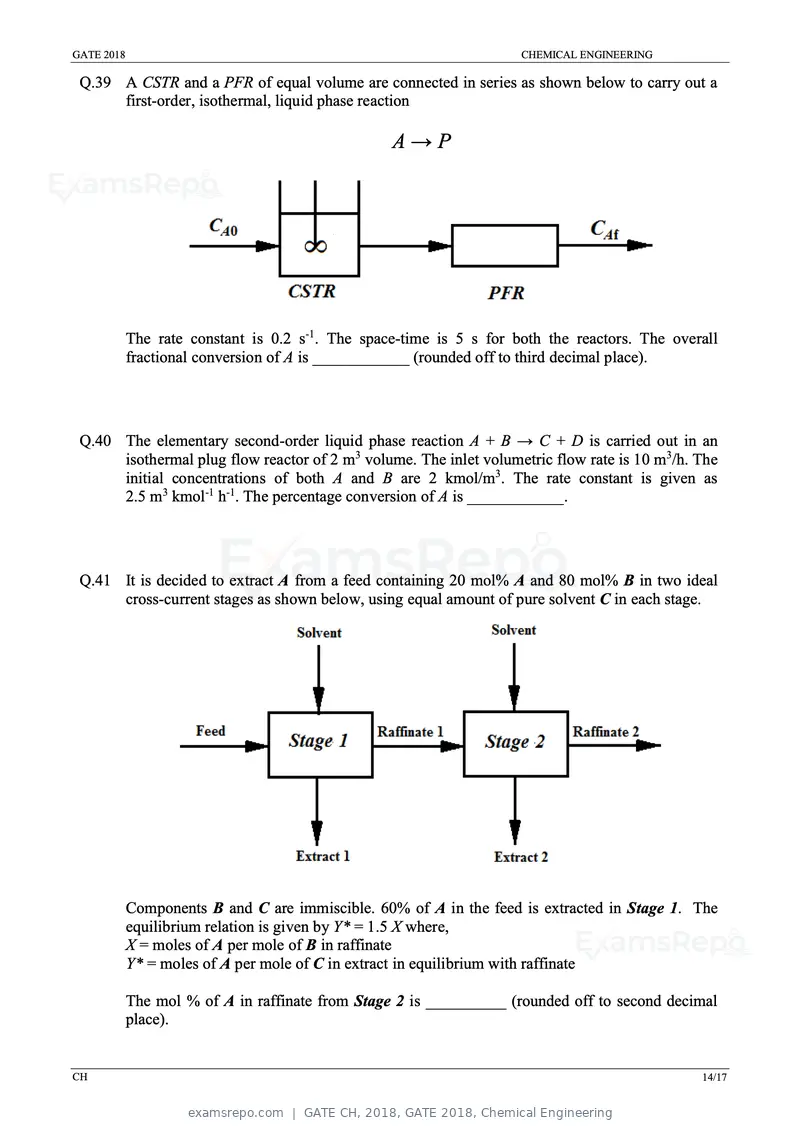 GATE CH 2018 question paper, GATE 2018, Chemical Engineering, page 16 of 22